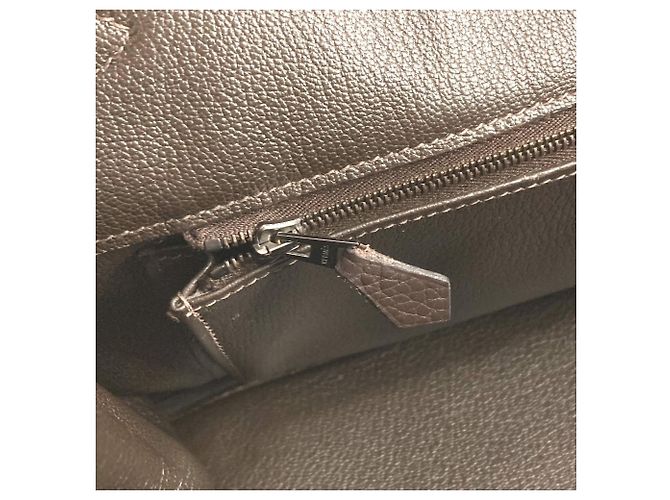 Borsa Tote Hermès Birkin 35 in pelle Taurillon Clemence Marrone Cioccolato - vista 17
