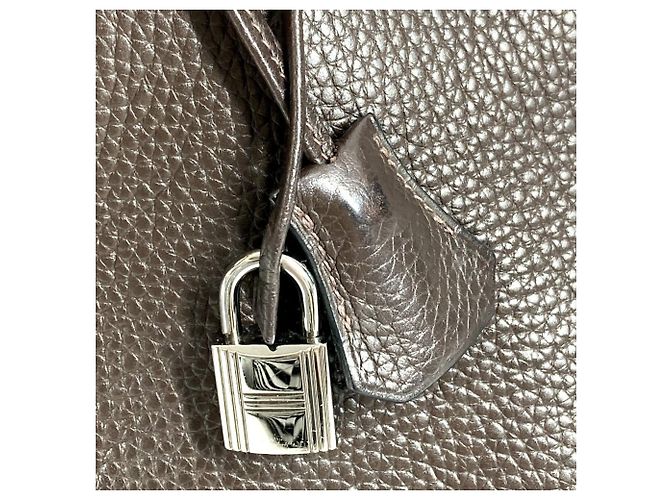 Borsa Tote Hermès Birkin 35 in pelle Taurillon Clemence Marrone Cioccolato - vista 18
