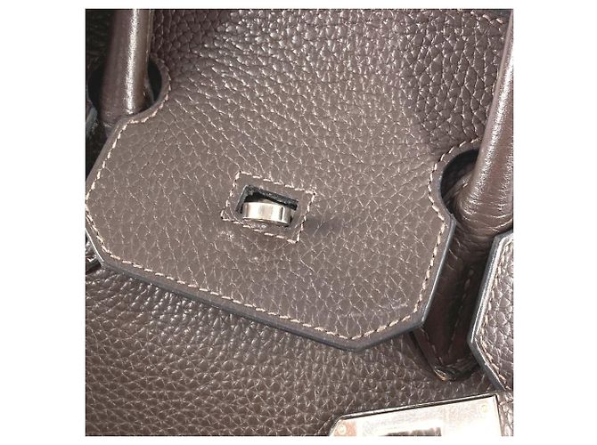 Borsa Tote Hermès Birkin 35 in pelle Taurillon Clemence Marrone Cioccolato - vista 2