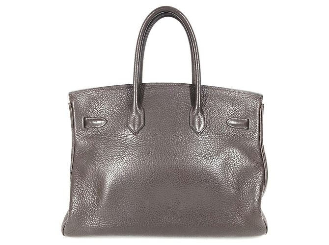 Borsa Tote Hermès Birkin 35 in pelle Taurillon Clemence Marrone Cioccolato - vista 3