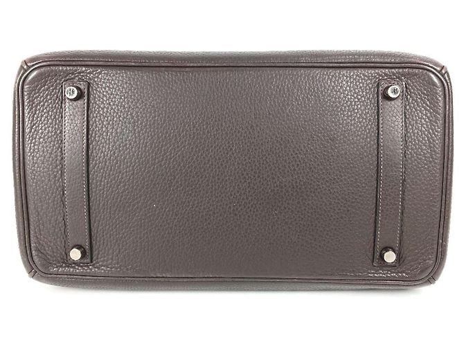 Borsa Tote Hermès Birkin 35 in pelle Taurillon Clemence Marrone Cioccolato - vista 6