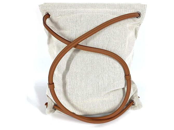Hermès Aline MM Logo Rucksack Braun Beige - Ansicht 2