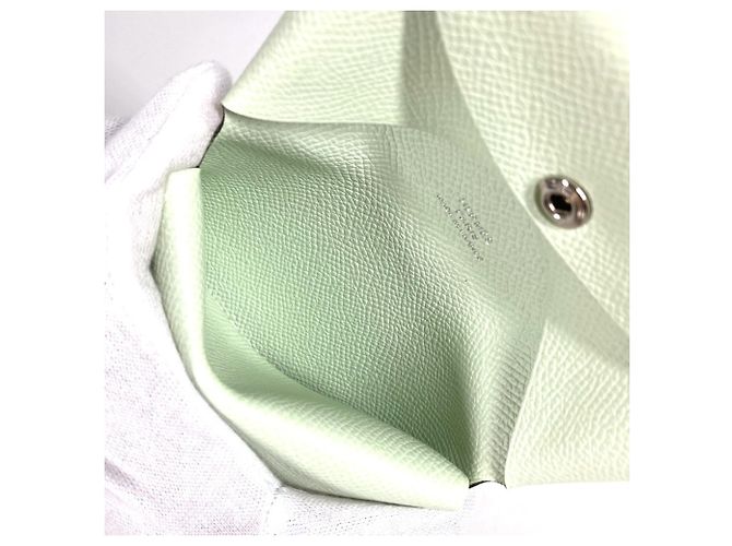 Monedero de cuero Epsom verde claro Hermès - vista 10