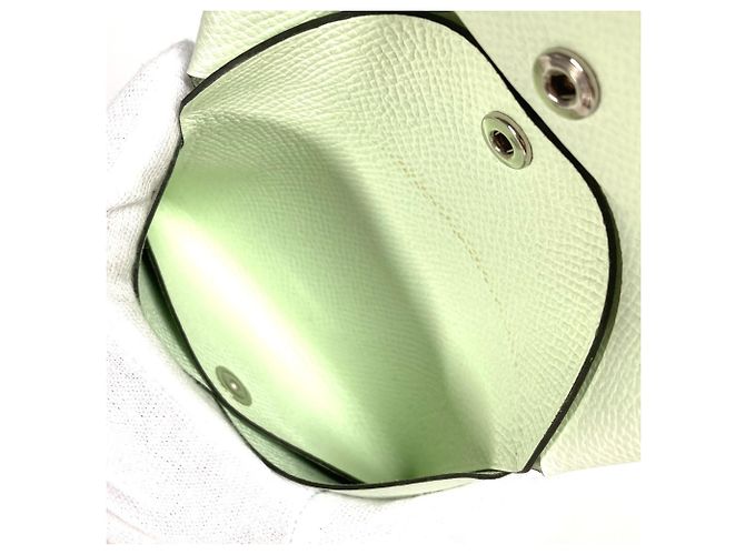 Monedero de cuero Epsom verde claro Hermès - vista 12