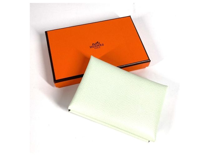 Monedero de cuero Epsom verde claro Hermès - vista 13