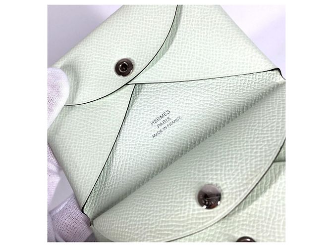 Monedero de cuero Epsom verde claro Hermès - vista 9