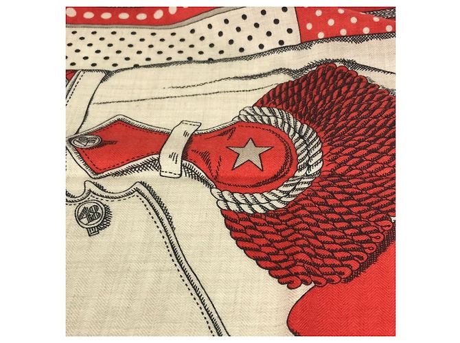 Sciarpa in cashmere Zouaves e Dragoni di Hermès Rosso - vista 10