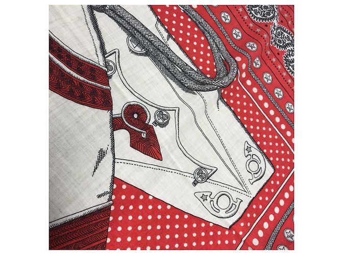 Sciarpa in cashmere Zouaves e Dragoni di Hermès Rosso - vista 5