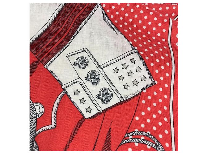 Sciarpa in cashmere Zouaves e Dragoni di Hermès Rosso - vista 6