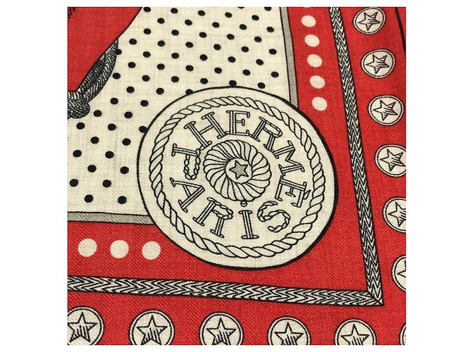 Sciarpa in cashmere Zouaves e Dragoni di Hermès Rosso - vista 7