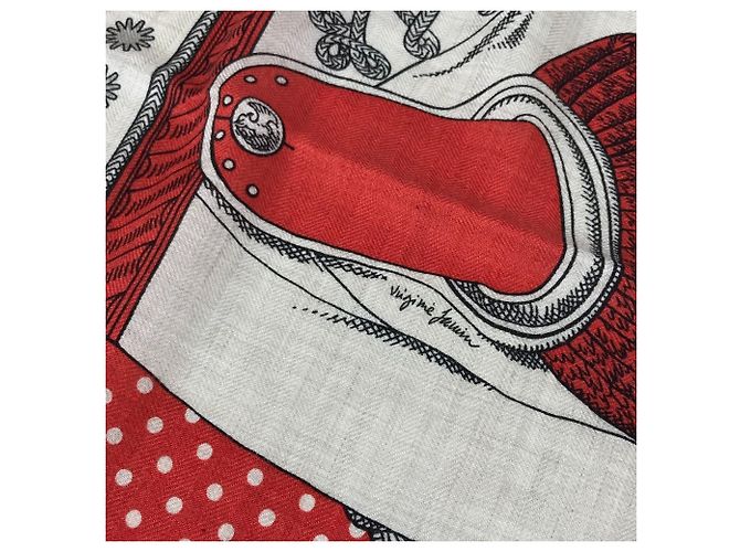 Sciarpa in cashmere Zouaves e Dragoni di Hermès Rosso - vista 8
