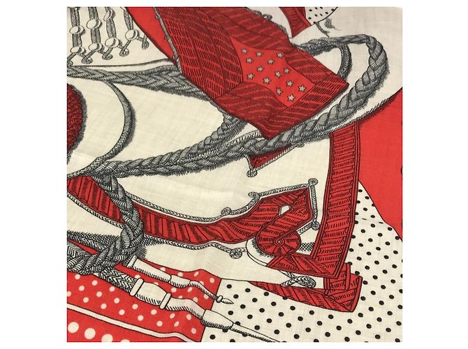Sciarpa in cashmere Zouaves e Dragoni di Hermès Rosso - vista 9