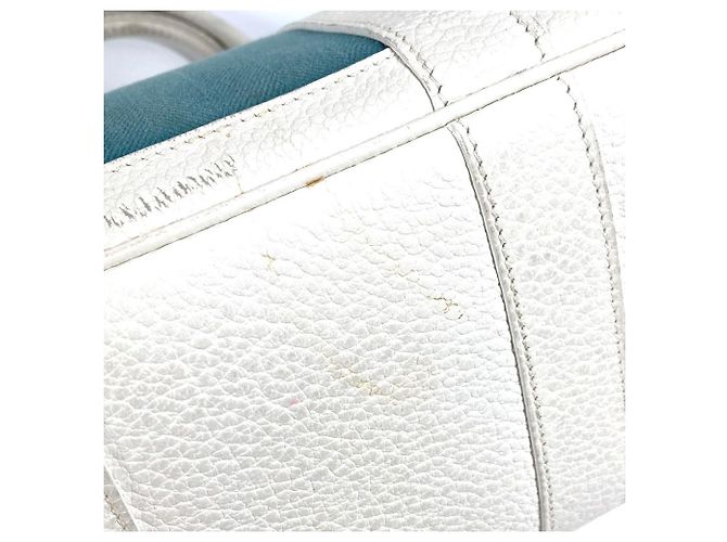 Hermès Borsa Hermes Garden Party TPM in Toile Officier Bianco Blu - vista 10