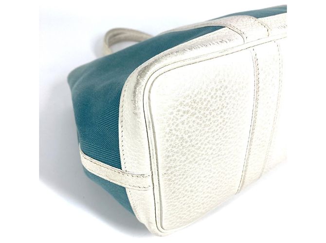 Hermès Borsa Hermes Garden Party TPM in Toile Officier Bianco Blu - vista 7