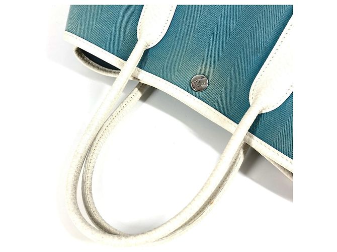 Hermès Borsa Hermes Garden Party TPM in Toile Officier Bianco Blu - vista 8