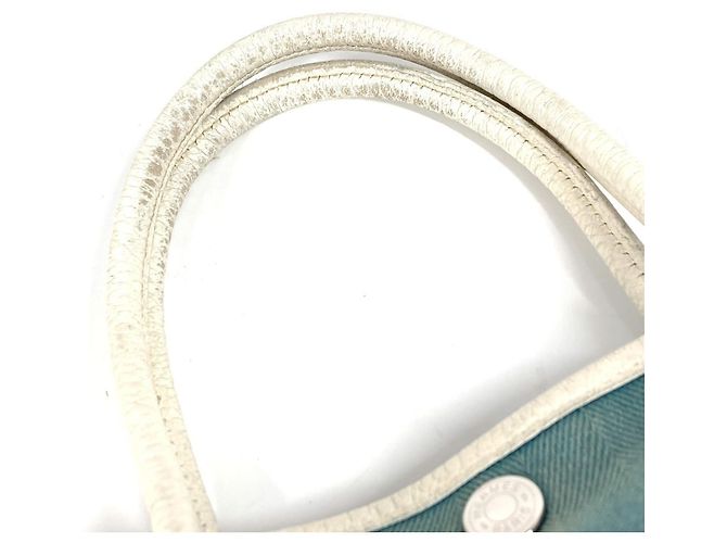 Hermès Borsa Hermes Garden Party TPM in Toile Officier Bianco Blu - vista 9