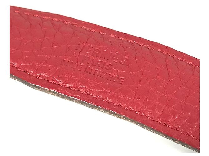 Cinturón de cuero H Constance de Hermès Negro Roja - vista 13