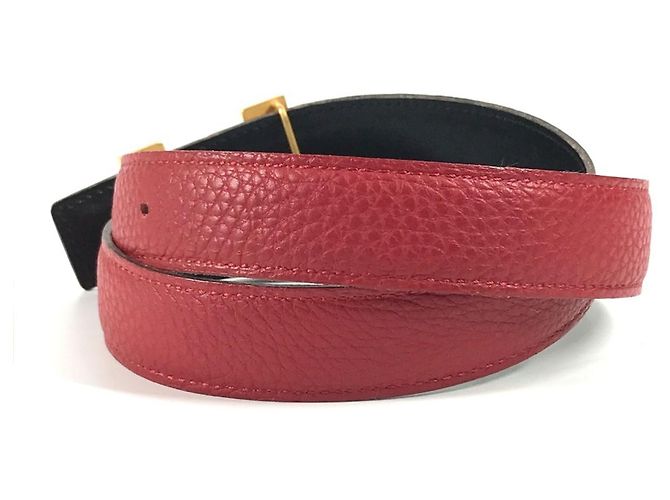 Cinturón de cuero H Constance de Hermès Negro Roja - vista 2