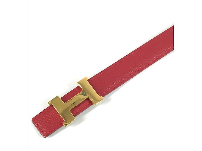 Cinturón de cuero H Constance de Hermès Negro Roja - vista 5