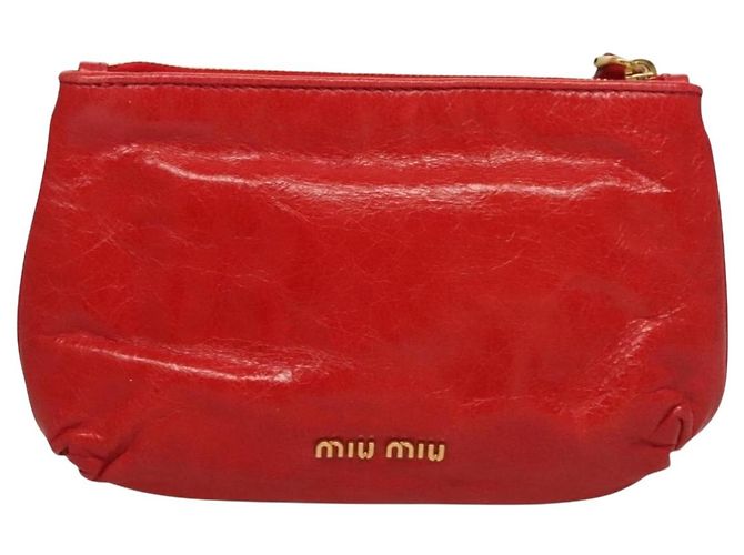 Pochette con zip in pelle Miu Miu Rosso - vista 2