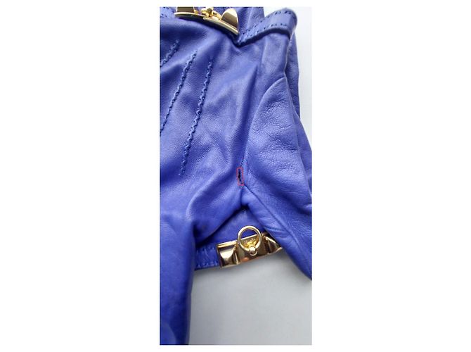Guanti Hermès in pelle di agnello blu reale - vista 10