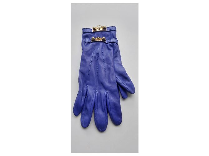 Guanti Hermès in pelle di agnello blu reale - vista 2