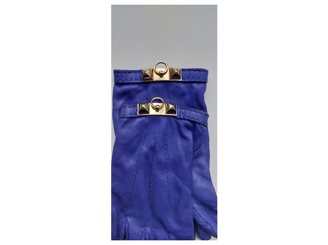 Guanti Hermès in pelle di agnello blu reale - vista 4