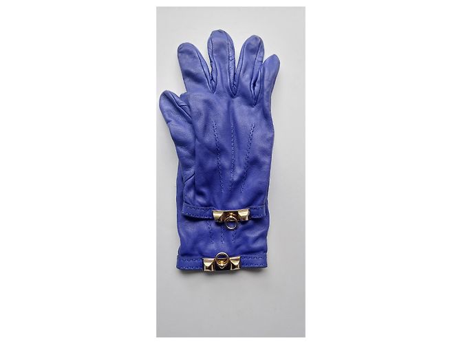Guanti Hermès in pelle di agnello blu reale - vista 9