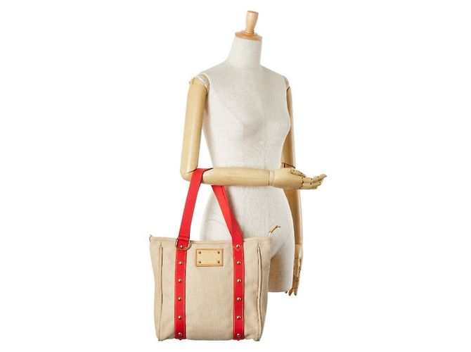 Louis Vuitton Antigua Cabas MM Tasche Rot Beige - Ansicht 13