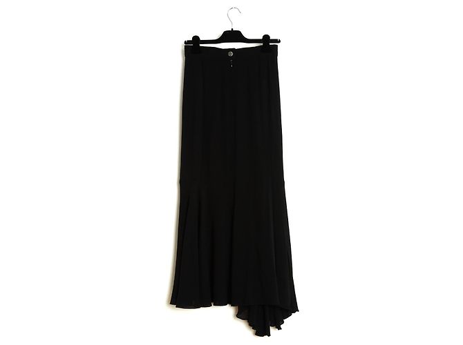 Chanel circa 1992 Gonna Lunga FR38 Maxi Nera in Lana Gipsy UK10 US6 - vista 5