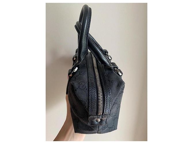 Borsa Gucci Mini Boston Nera in Tela GG Nero - vista 3