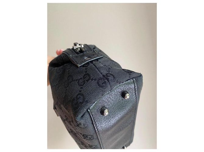 Borsa Gucci Mini Boston Nera in Tela GG Nero - vista 5