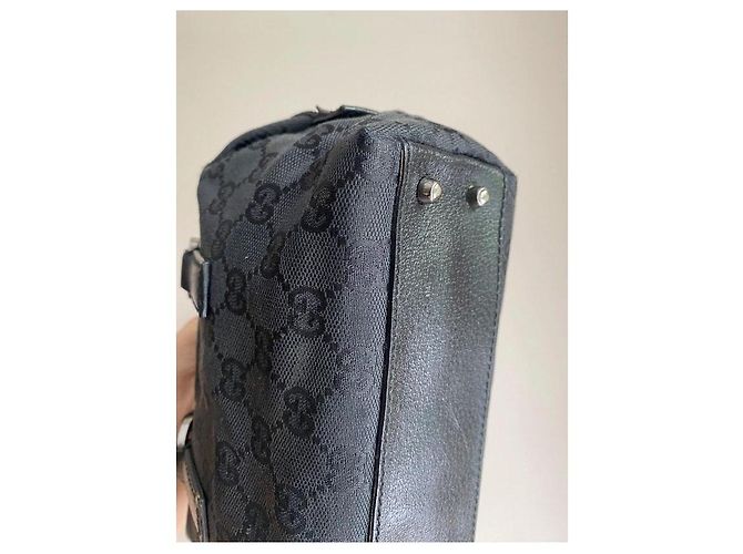 Borsa Gucci Mini Boston Nera in Tela GG Nero - vista 6