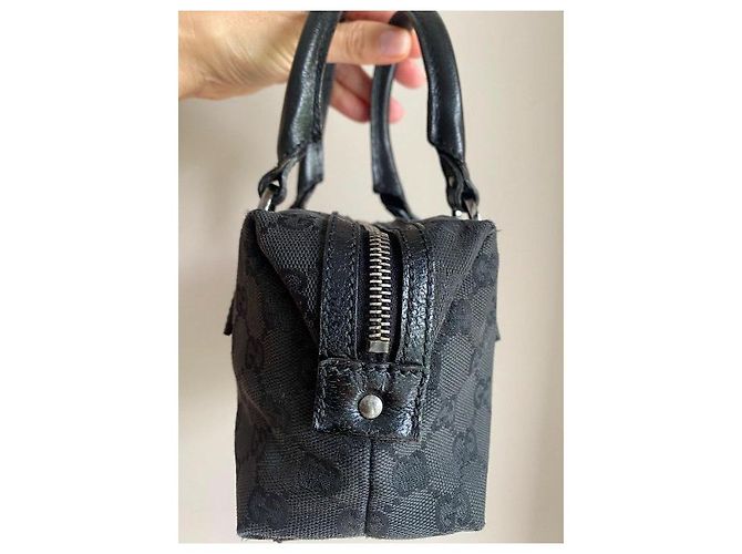 Borsa Gucci Mini Boston Nera in Tela GG Nero - vista 7