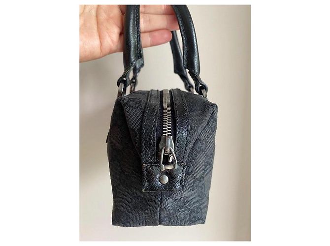 Borsa Gucci Mini Boston Nera in Tela GG Nero - vista 8