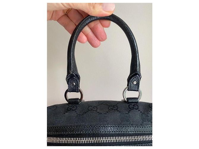Borsa Gucci Mini Boston Nera in Tela GG Nero - vista 9