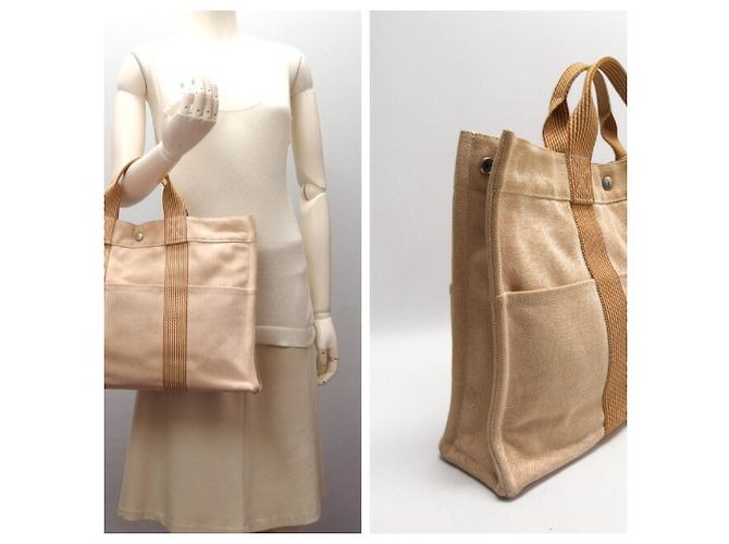 Borsa Fourre Tout MM di Hermès in Arancione e Bianco - vista 3