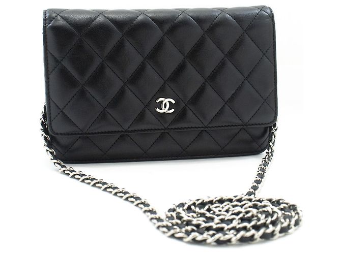 Wallet On Chain CHANEL Borsa a Catena Classica Nera WOC in Pelle di Agnello Nero - vista 2