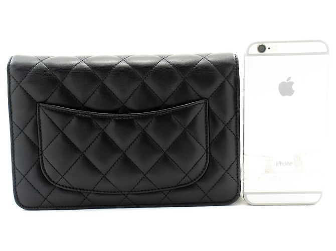 Wallet On Chain CHANEL Borsa a Catena Classica Nera WOC in Pelle di Agnello Nero - vista 3