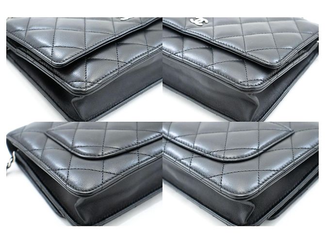 Wallet On Chain CHANEL Borsa a Catena Classica Nera WOC in Pelle di Agnello Nero - vista 6