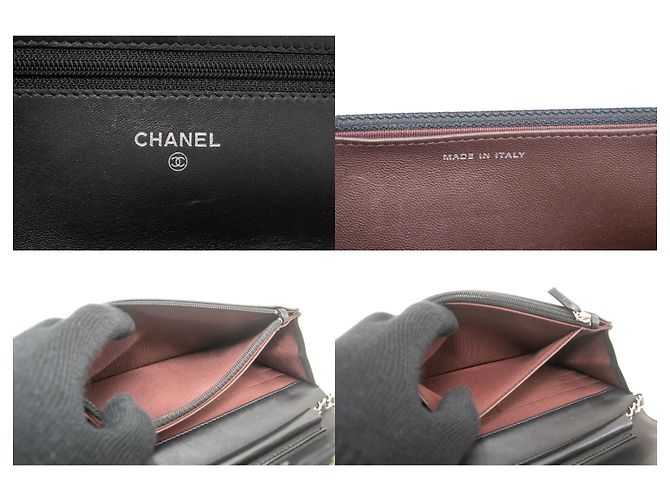 Wallet On Chain CHANEL Borsa a Catena Classica Nera WOC in Pelle di Agnello Nero - vista 8