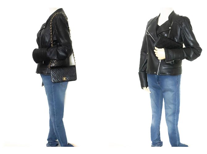 CHANEL Piccola Borsa a Spalla con Catena in Pelle Trapuntata Nera Nero - vista 12