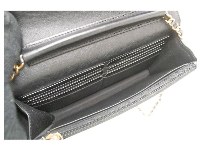 Wallet On Chain Borsa a catena WOC in pelle di vitello V-Stitch di CHANEL Nero - vista 10