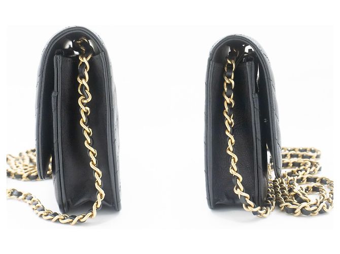 Wallet On Chain Borsa a catena WOC in pelle di vitello V-Stitch di CHANEL Nero - vista 5