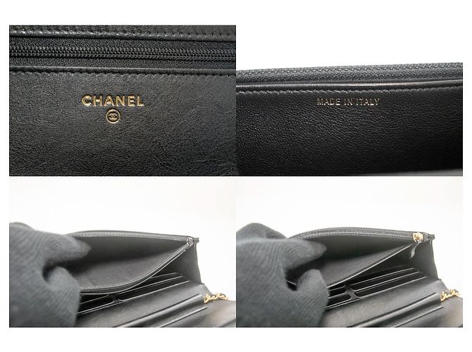 Wallet On Chain Borsa a catena WOC in pelle di vitello V-Stitch di CHANEL Nero - vista 8