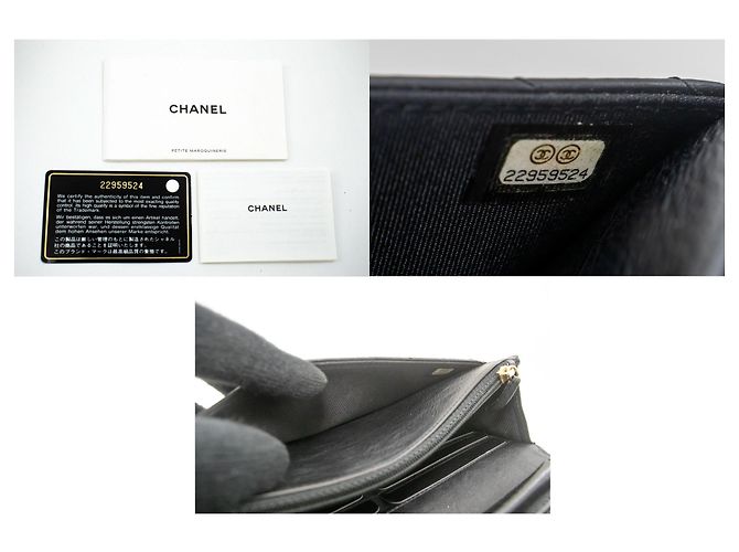 Wallet On Chain Borsa a catena WOC in pelle di vitello V-Stitch di CHANEL Nero - vista 9