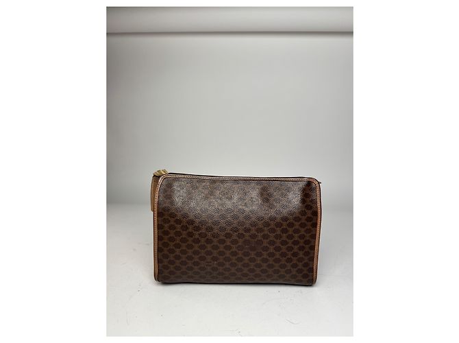 Triomphe Céline Clutch in pelle monogramma vintage Celine marrone - vista 2