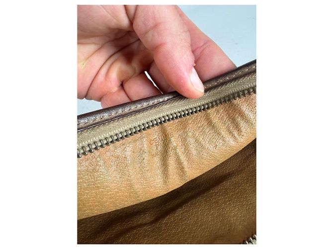 Triomphe Céline Clutch in pelle monogramma vintage Celine marrone - vista 5