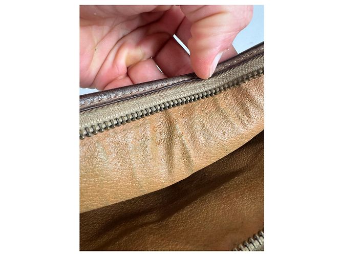 Triomphe Céline Clutch in pelle monogramma vintage Celine marrone - vista 6