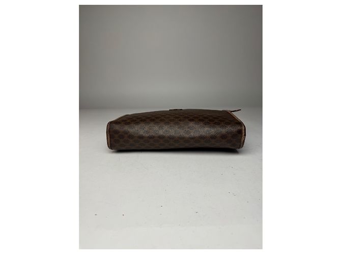 Triomphe Céline Clutch in pelle monogramma vintage Celine marrone - vista 8